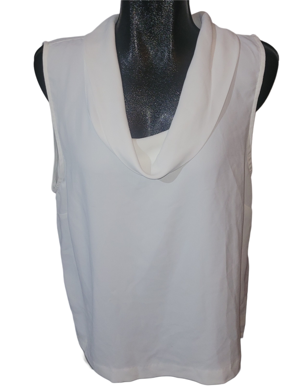 Vince Camuto Women's Sleeveless White Draped Neckline Top Size XL